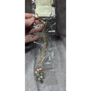 Euro Collection Rainbow Beaded Gold Tone Charm Necklace